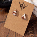 Cow Tag - Faux Cowhide Stud Earrings