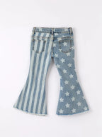 4th of July Patriotic Star Stripe Flare Jeans