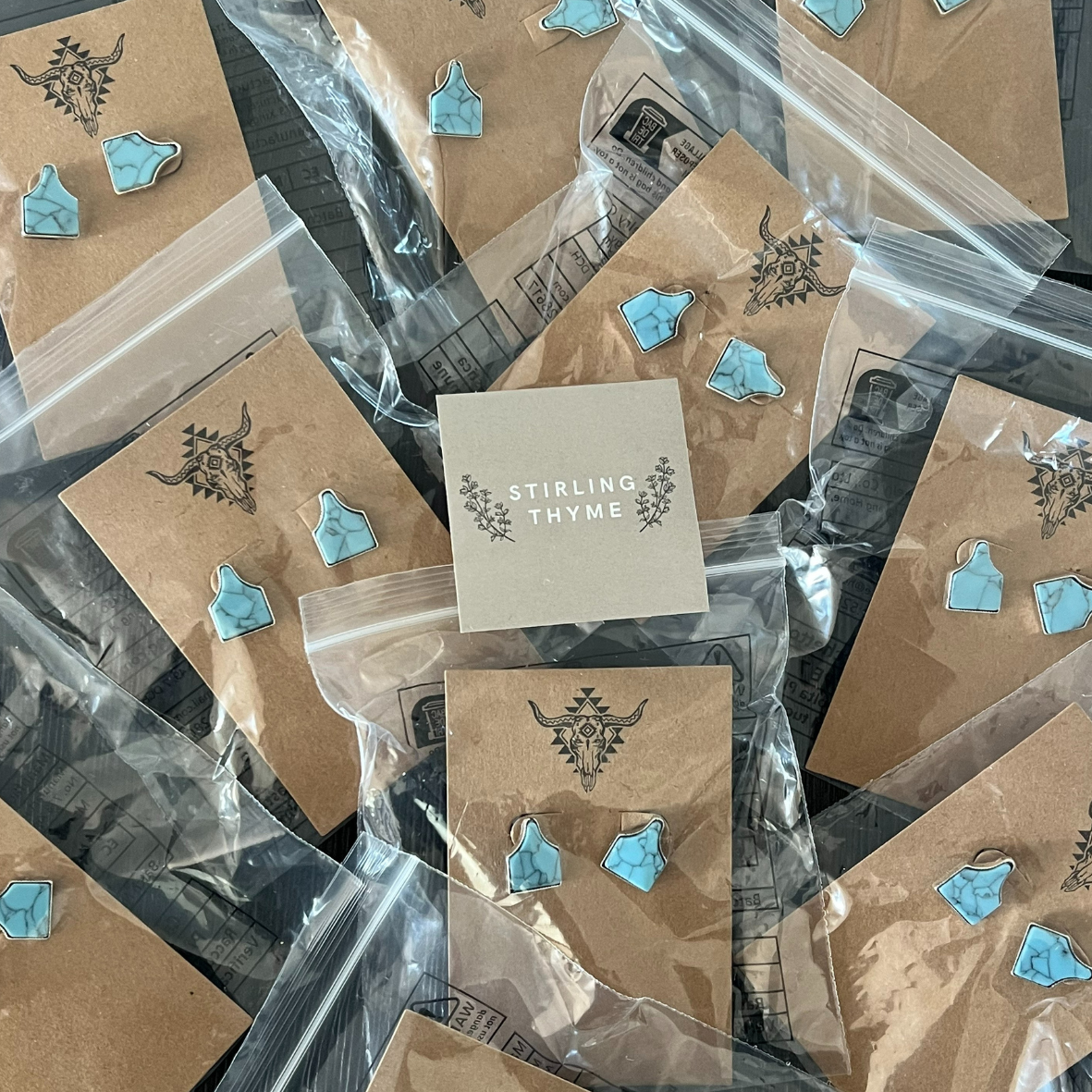 Cow Tag - Faux Cowhide Stud Earrings